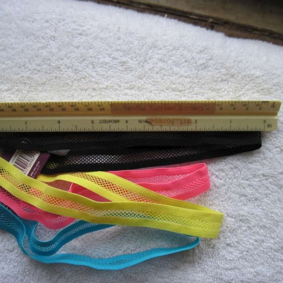 4 Goody Ouchless Yoga Fishnet Elastic Mesh Head Bands Net Hot Pink Blue Yellow - Picture 7 of 11